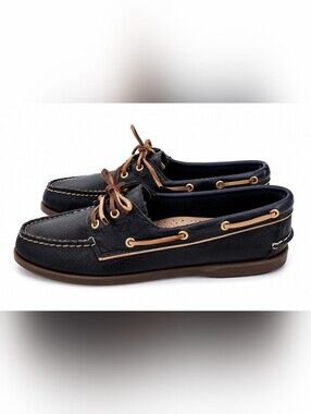 Sperry Top-Sider Women's 8.5M Navy Leather Boat Shoes Classic Lace Up